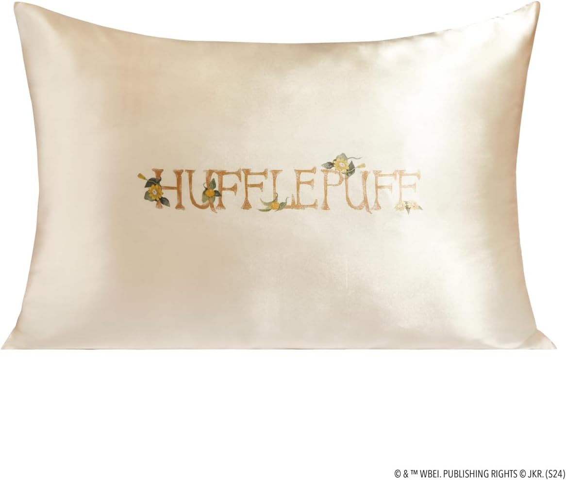 Kitsch x Harry Potter Hufflepuff Satin Pillowcase w/Zipper for Hair & Skin – Double-Sided, Softer Than Silk, Wrinkle-Free, Machine Washable, Frizz Control, Breakout Prevention - Queen/Standard(19x26)