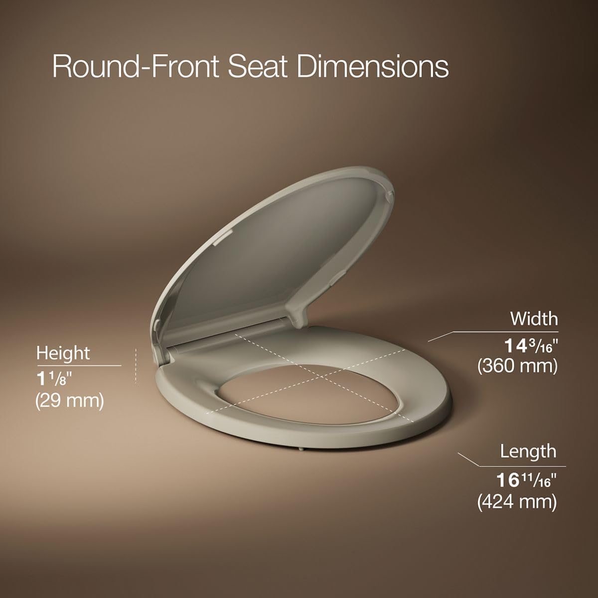 KOHLER 4639-RL-G9 Cachet ReadyLatch Round Toilet Seat Soft Close, Sandbar