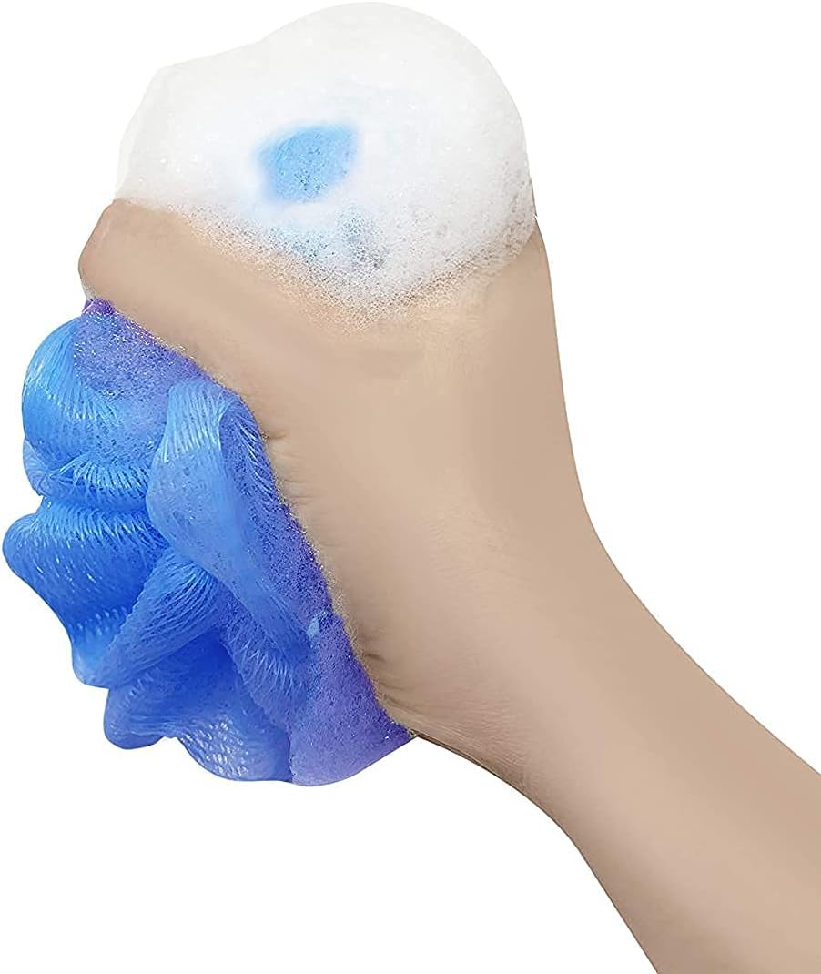 24 Blue Bath or Shower Sponge Loofahs Pouf Mesh Wholesale Bulk Lot