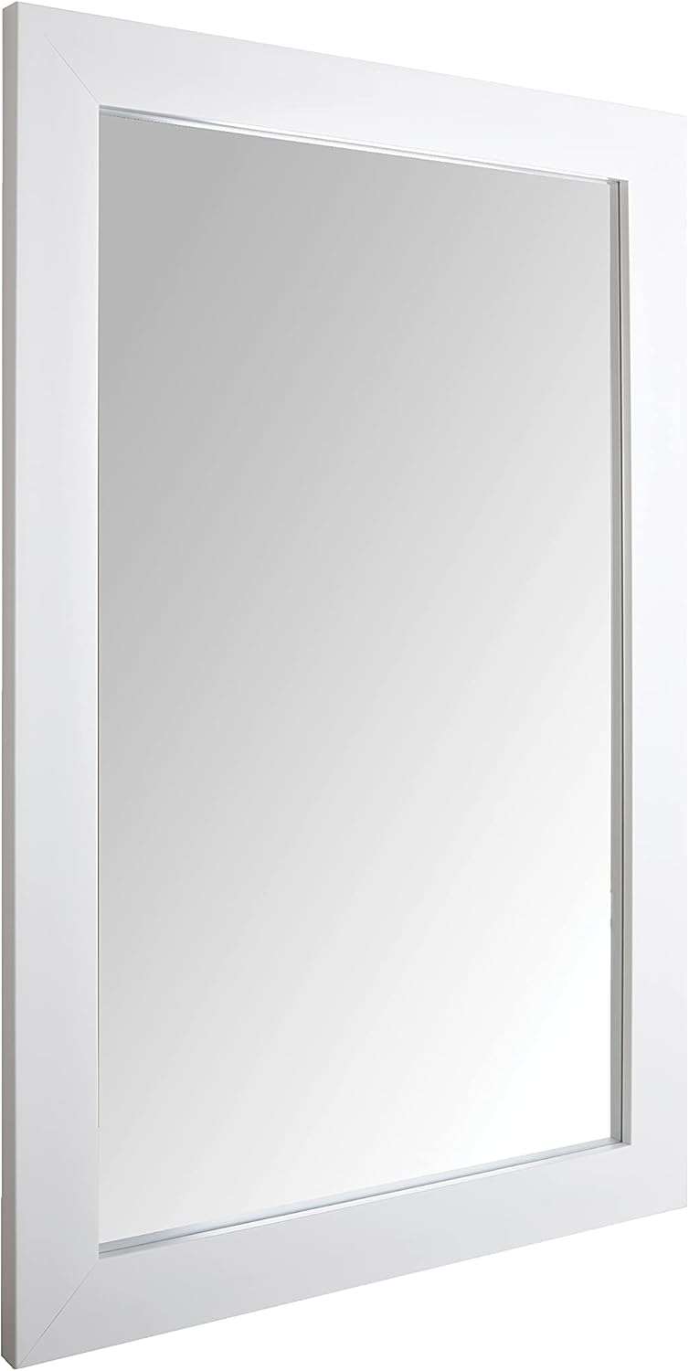 Amazon Basics Rectangular Wall Mount Mirror 24" x 36", Wide Trim, White