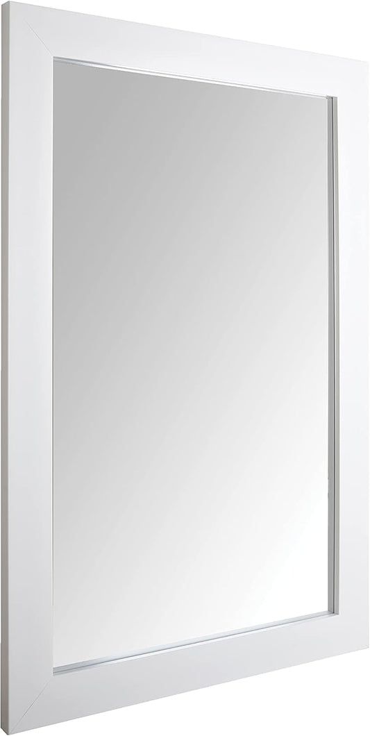 Amazon Basics Rectangular Wall Mount Mirror 24" x 36", Wide Trim, White