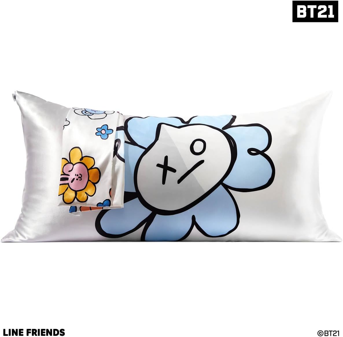 Kitsch x BT21 (Van) Satin Pillowcase with Zipper for Hair & Skin - Softer Than Silk Pillow Cases, Smooth Cooling Pillow Cover, Wrinkle-Free, Machine Washable, King Size (19x36)