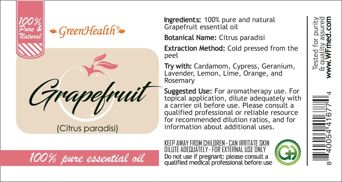 Grapefruit Essential Oil - 16 fl oz - Aluminum Bottle - 100% Essential Oil - GreenHealth