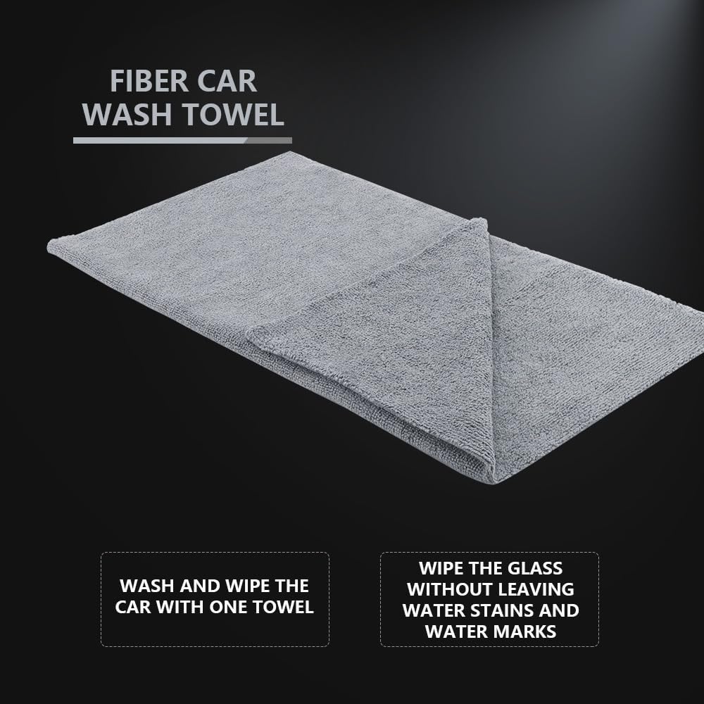 SPTA Microfiber Cleaning Cloth, Car Wash Towels, Terry Streak Free Reusable and Washable Premium Microfiber Towels for Cars, Pack of 12, 16"x16", Grey-MT041