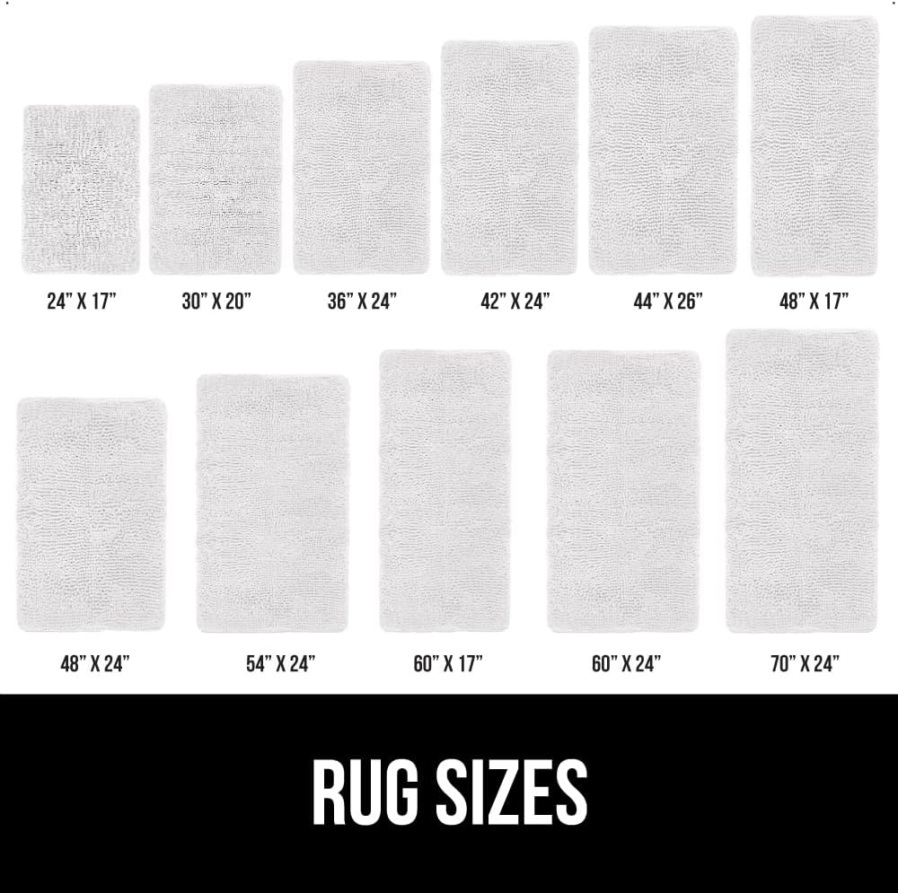 GORILLA GRIP Bath Rug Mat 44x26, Thick Soft Absorbent Chenille, Quick Dry Microfiber Mats, Rubber Backing Washable Shower Floor Rugs, Bathmat Runner, US Designed Bathroom Home Decor Accessories White