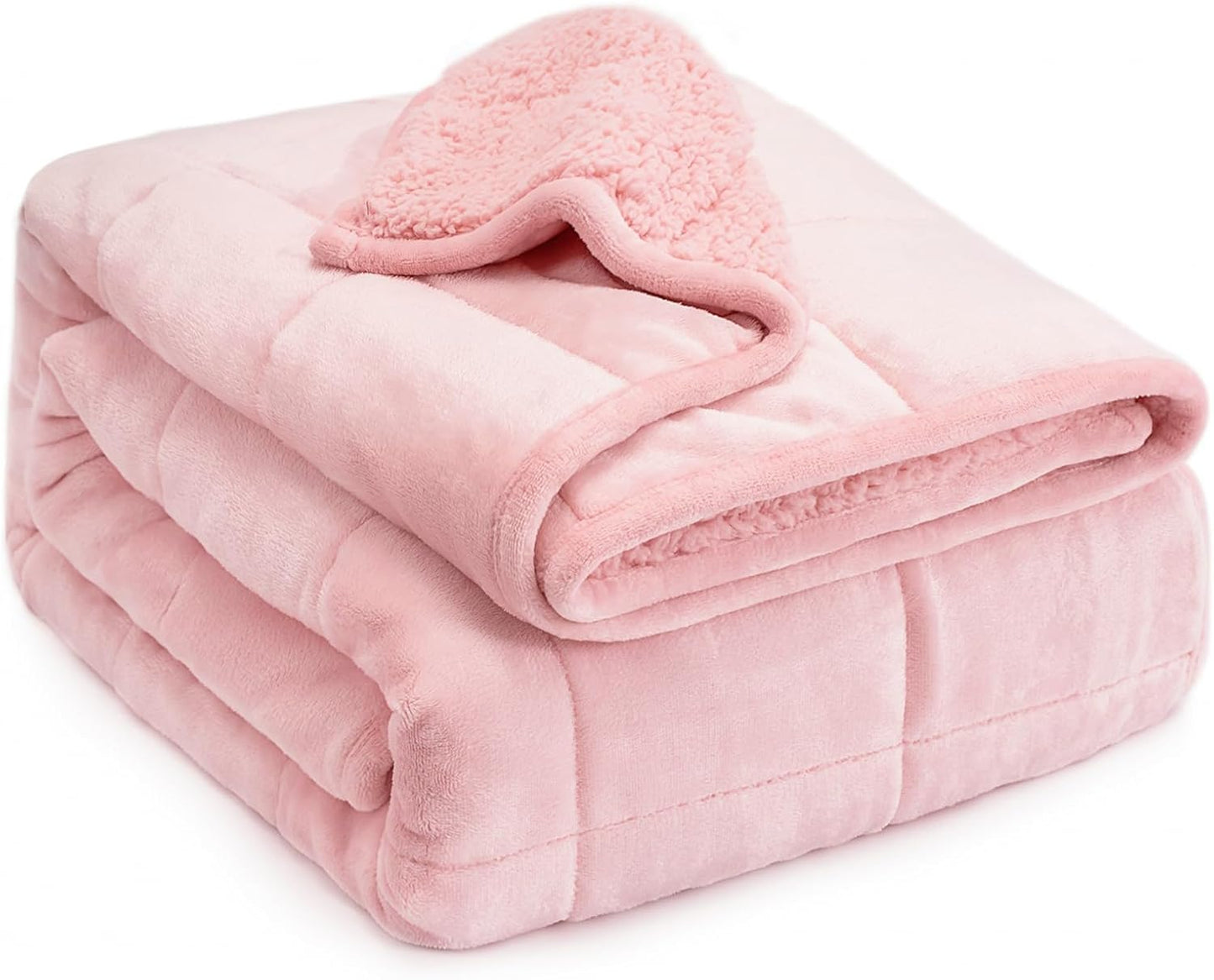 Lofus Weighted Blanket for Adults(15 lbs, 60" x 80"), Queen Size Heavy Blanket Machine Washable, Soft Weighted Blankets for Stress Relief and Sleep Promotion-Pink