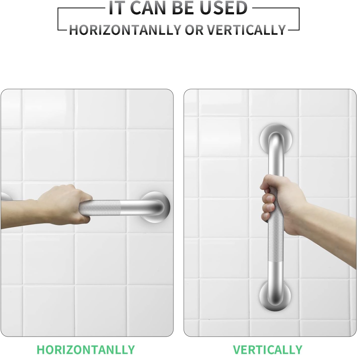 2 Pack 24 Inch Grab Bars for Bathtubs and Showers, Anti Slip Shower Grab Bars Stainless Steel Shower Handle Toilet Handicap Elderly Senior Assist Bathroom Saft Handle