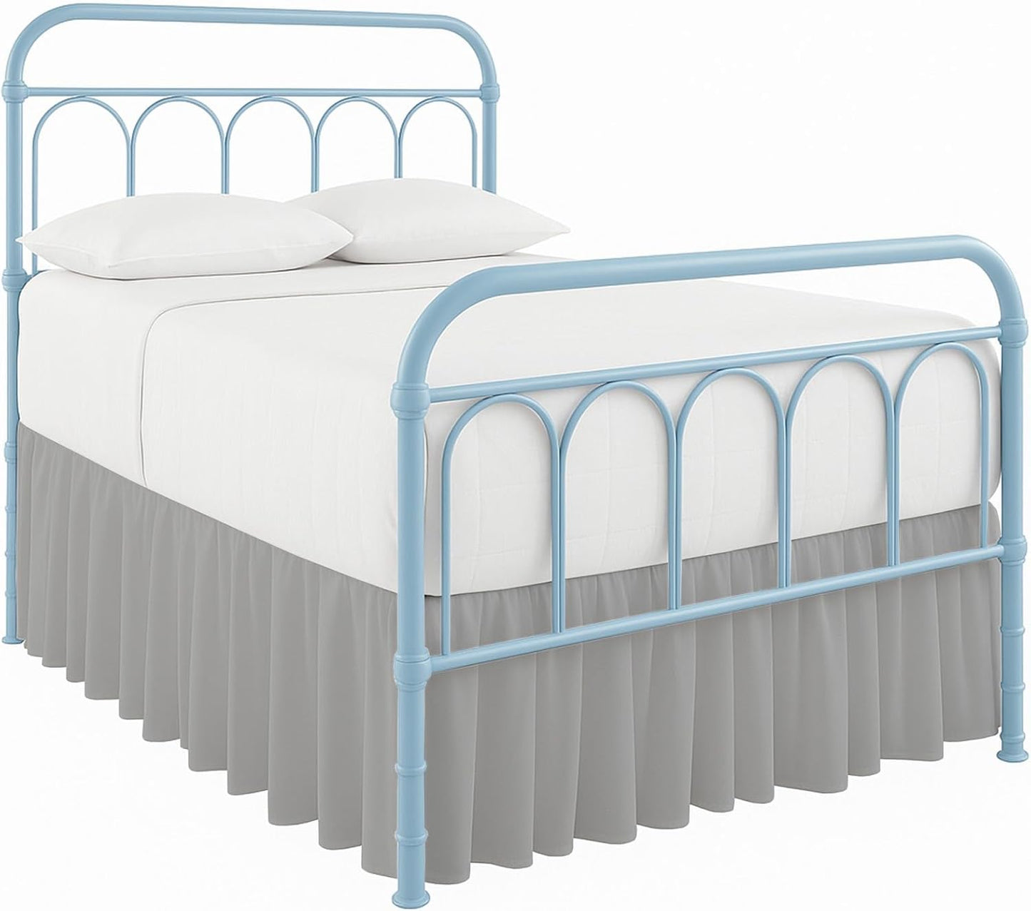 Ruffled Bed Skirt with Split Corners-Dust Ruffle - 21" Drop 100% Microfiber Soft,Sheen & Luxurious Look - Bed Skirts (Light Grey -Twin)