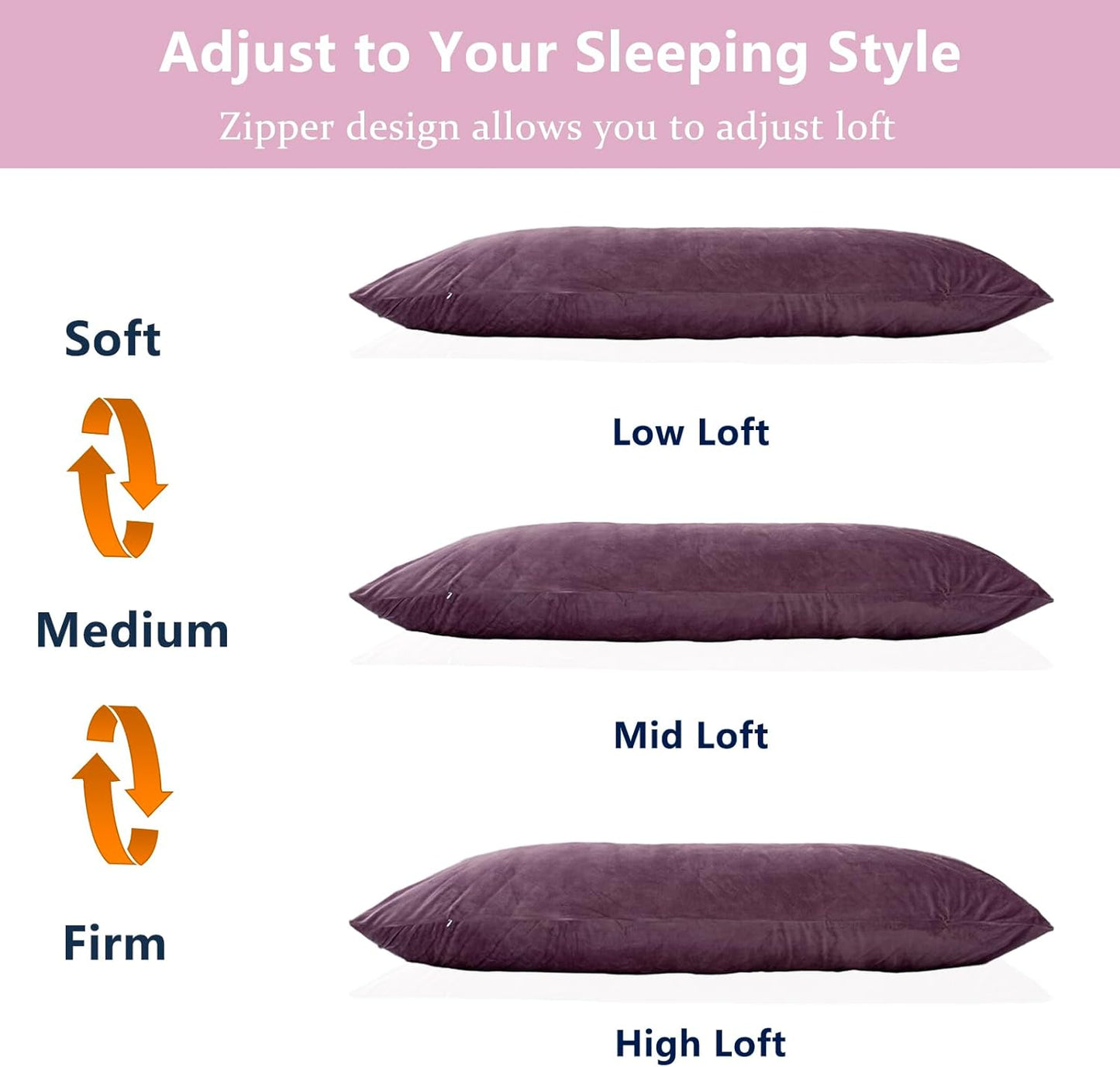 Body Pillow, Memory Foam Body Pillows for Adults Sleeping, Long Pillow for Bed, Big Large Firm Full Body Pillow for Side Sleeper, 20x54 Inch, Dark Purple