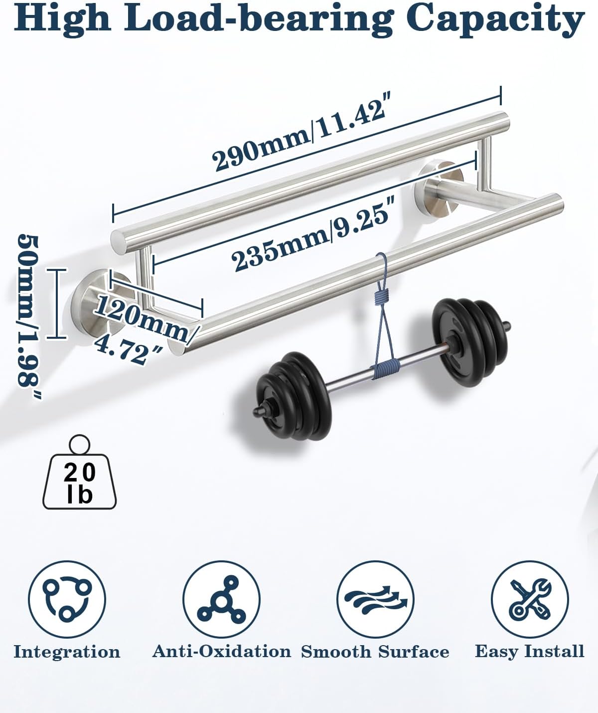 Alise Double Bath Towel Bars,12 Inch Towel Racks for Bathroom Wall Mount,SUS304 Stainless Steel Towel Holder,Space-Saving Towel Hanger,Modern Decor Towel Rod,Brushed Nickel Towel Rail,GYT6902-300-LS