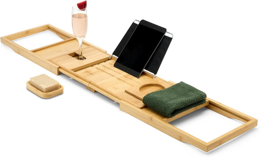 Amazon Basics Expandable Bamboo Bathtub Tray, 43" x 1.3" x 1.3"