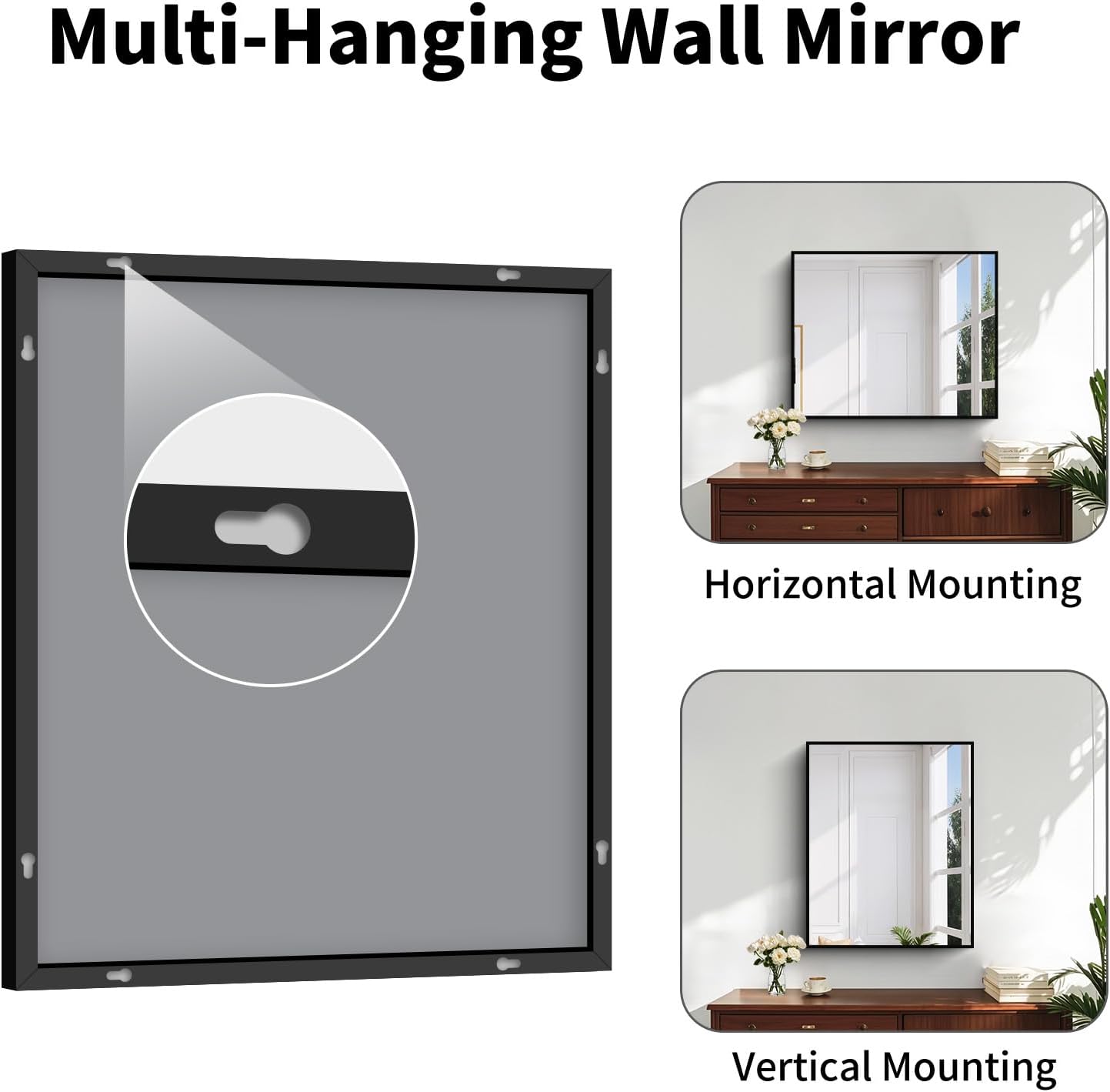 Koonmi Black Framed Bathroom Mirror - Shatterproof 30"x22" Tempered Glass, HD No Distortion, Horizontal/Vertical Mount, Modern Matte Aluminum Alloy Frame