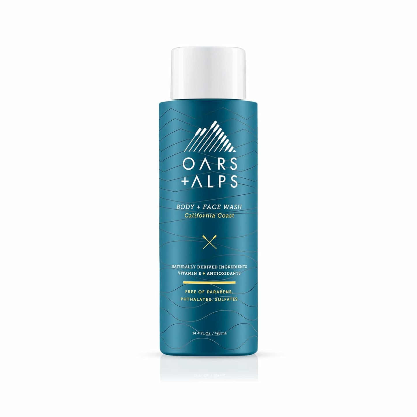 Oars + Alps Men's Moisturizing Body and Face Wash, Skin Care Infused with Vitamin E and Antioxidants, Sulfate Free, California Coast, 1 Pack