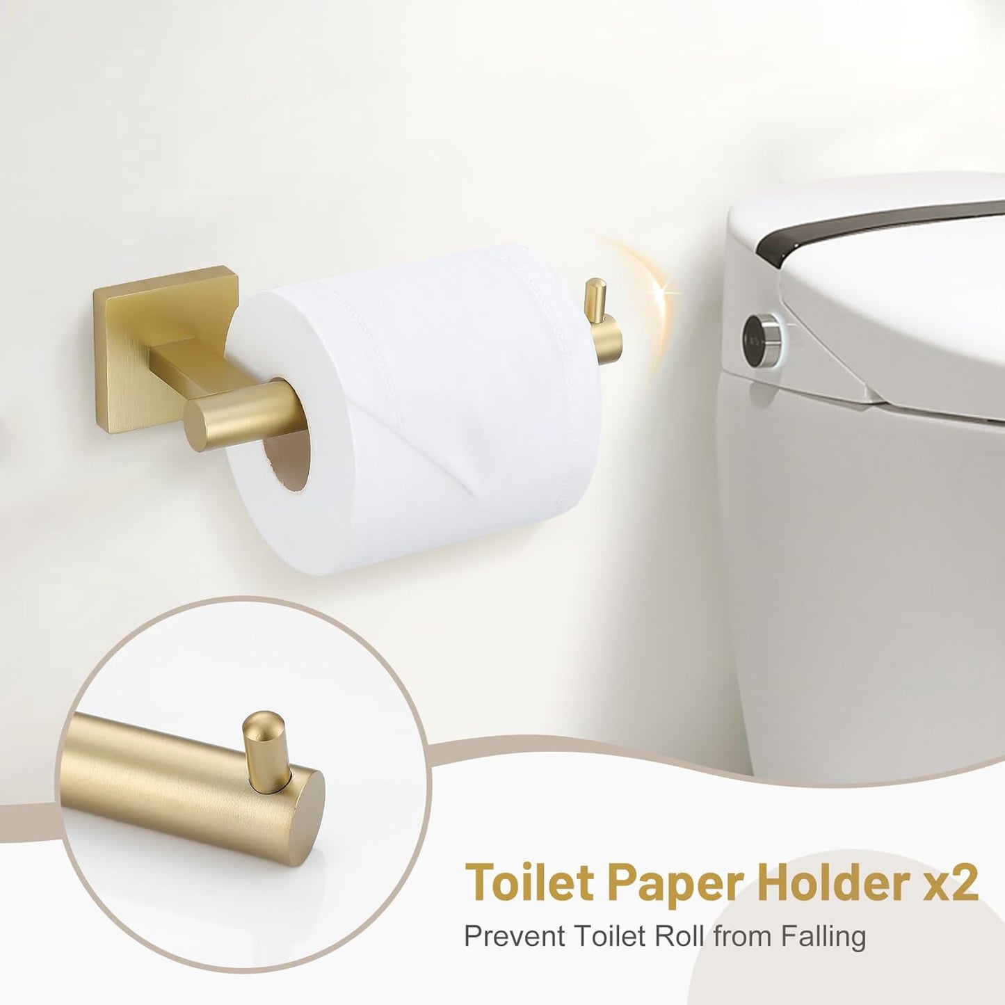 10 Pieces Brushed Gold Towel Bar Set, 23.6 Inch Bathroom Accessories Set SUS304 Stainless Steel Bathroom Hardware Set Towel Racks for Bathroom Wall Mounted.