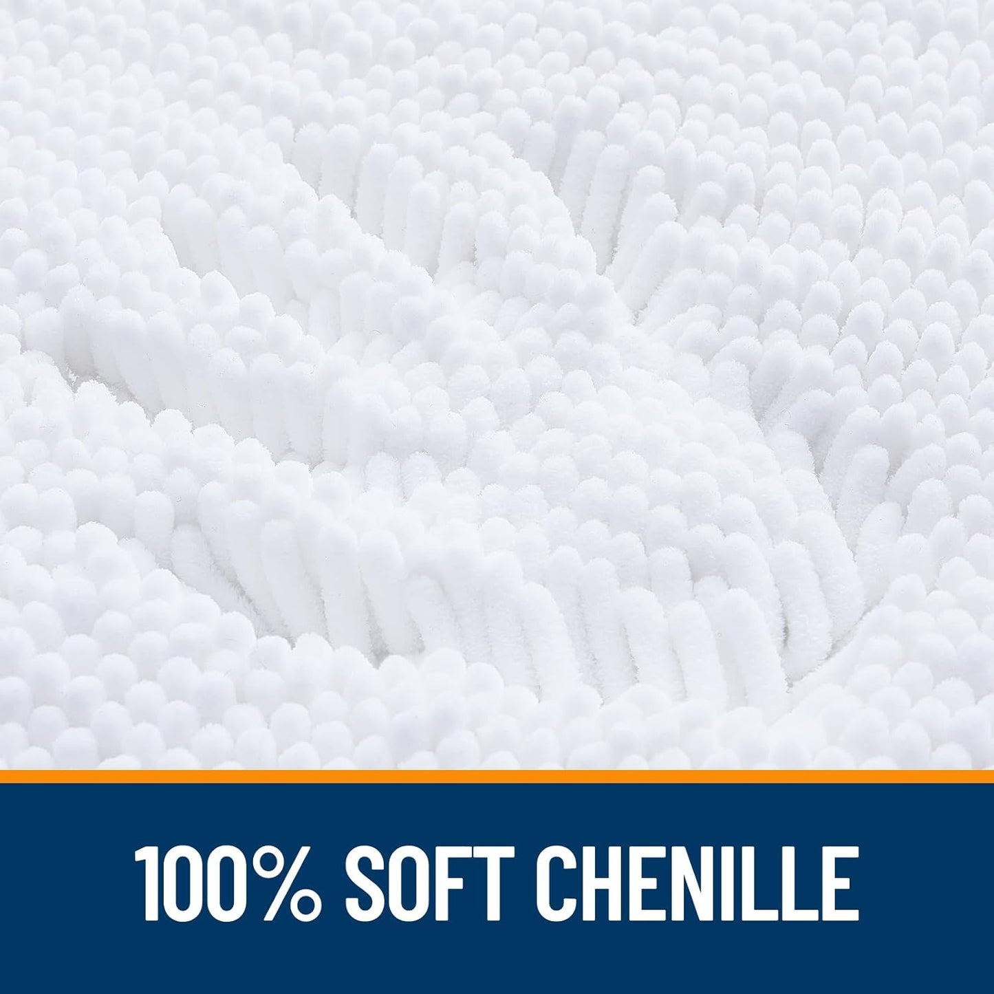 OLANLY Bathroom Rugs 47x24, Extra Soft Absorbent Chenille Bath Rugs, Rubber Backing Quick Dry, Machine Washable Bath Mats for Bathroom Floor, Tub and Shower, Home Decor Accessories, White