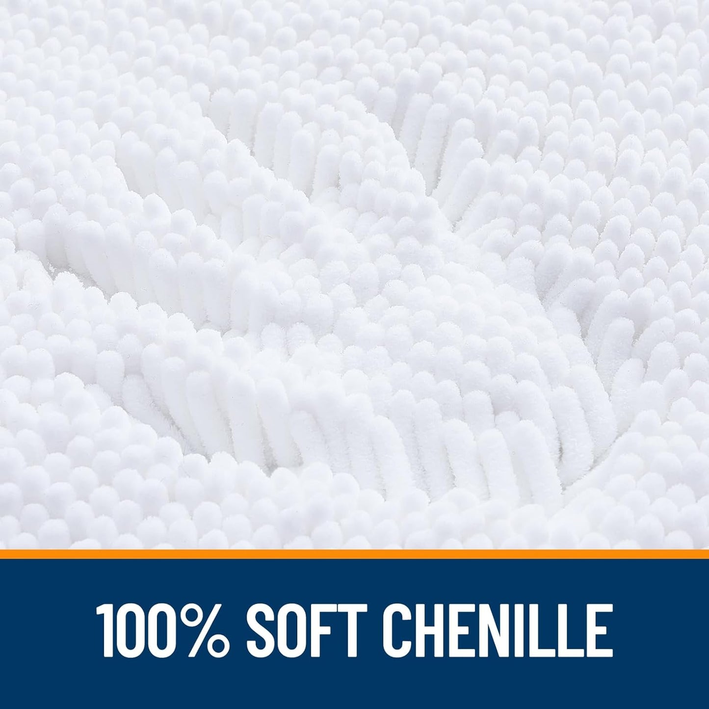 OLANLY Bathroom Rugs 24x16, Extra Soft Absorbent Chenille Bath Rugs, Rubber Backing Quick Dry, Machine Washable Bath Mats for Bathroom Floor, Tub and Shower, Home Decor Accessories, White