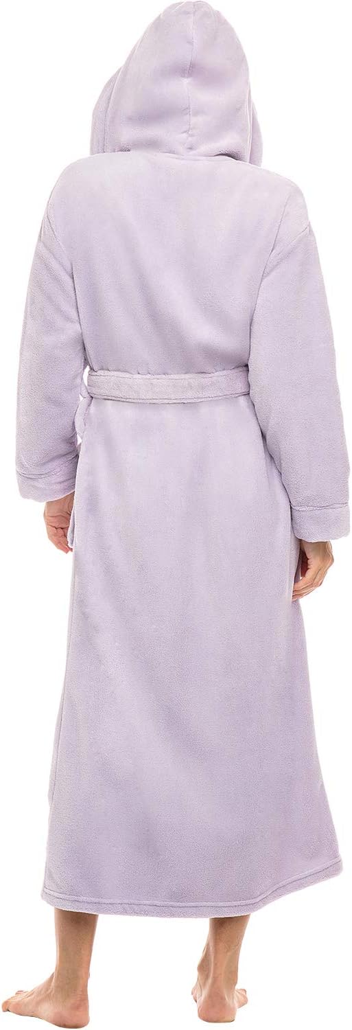Alexander Del Rossa Womens Robe, Long Plush Bathrobe with Hood, Hooded Robes for Women Plus Size Bath Robe
