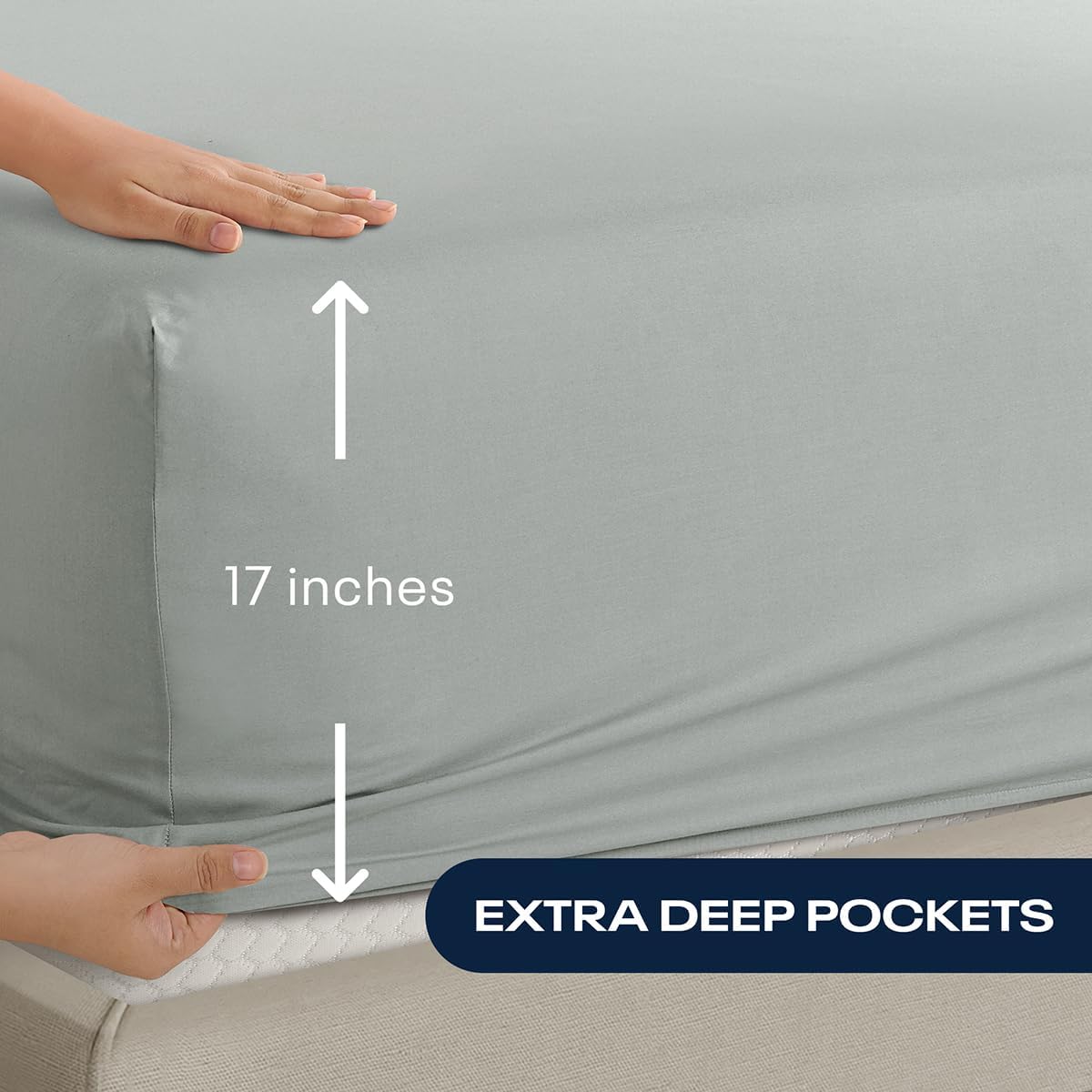 Reebok Full Size Sheet Set from Tencel Eucalyptus - Soft, Cooling & Breathable for Hot Sleepers, Deep Pocket Up to 17 Inches, 4Pc Hotel Luxury Bedding Set, Bedsheet & Pillowcases (Lunar Rock, Full)