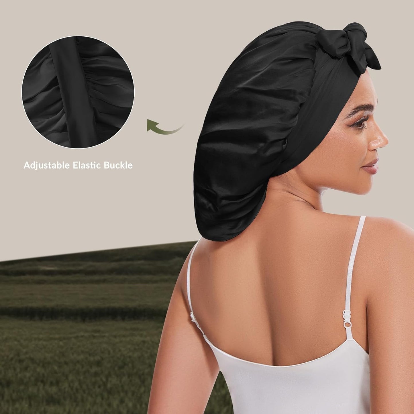 100% Mulberry Silk Bonnet for Sleeping for Women, Double-Layer Real Silk Hair Bonnet Sleep Cap Hair Wrap