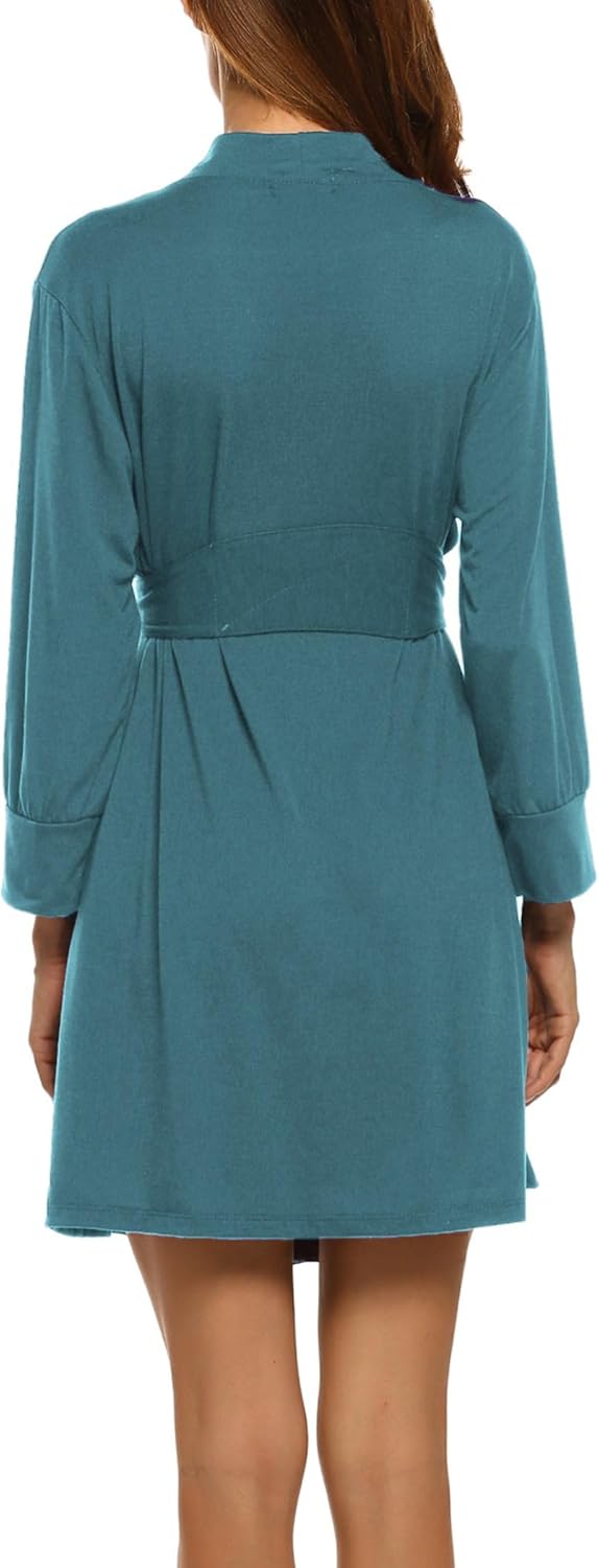 HOTOUCH Womens Robe Lightweight Short Knit Bathrobe Soft Ladies Sleepwear with Pockets