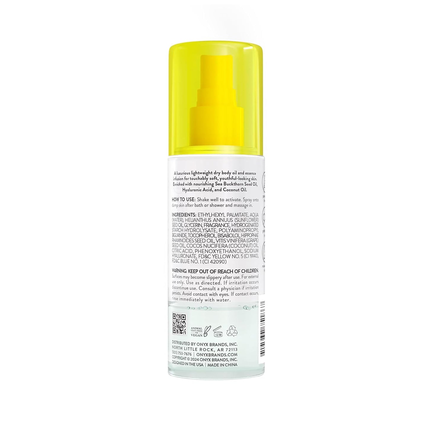 Onyx Professional Hydrating Dry Body Oil, Coconut Bliss, 3.7 fl oz, 2pk