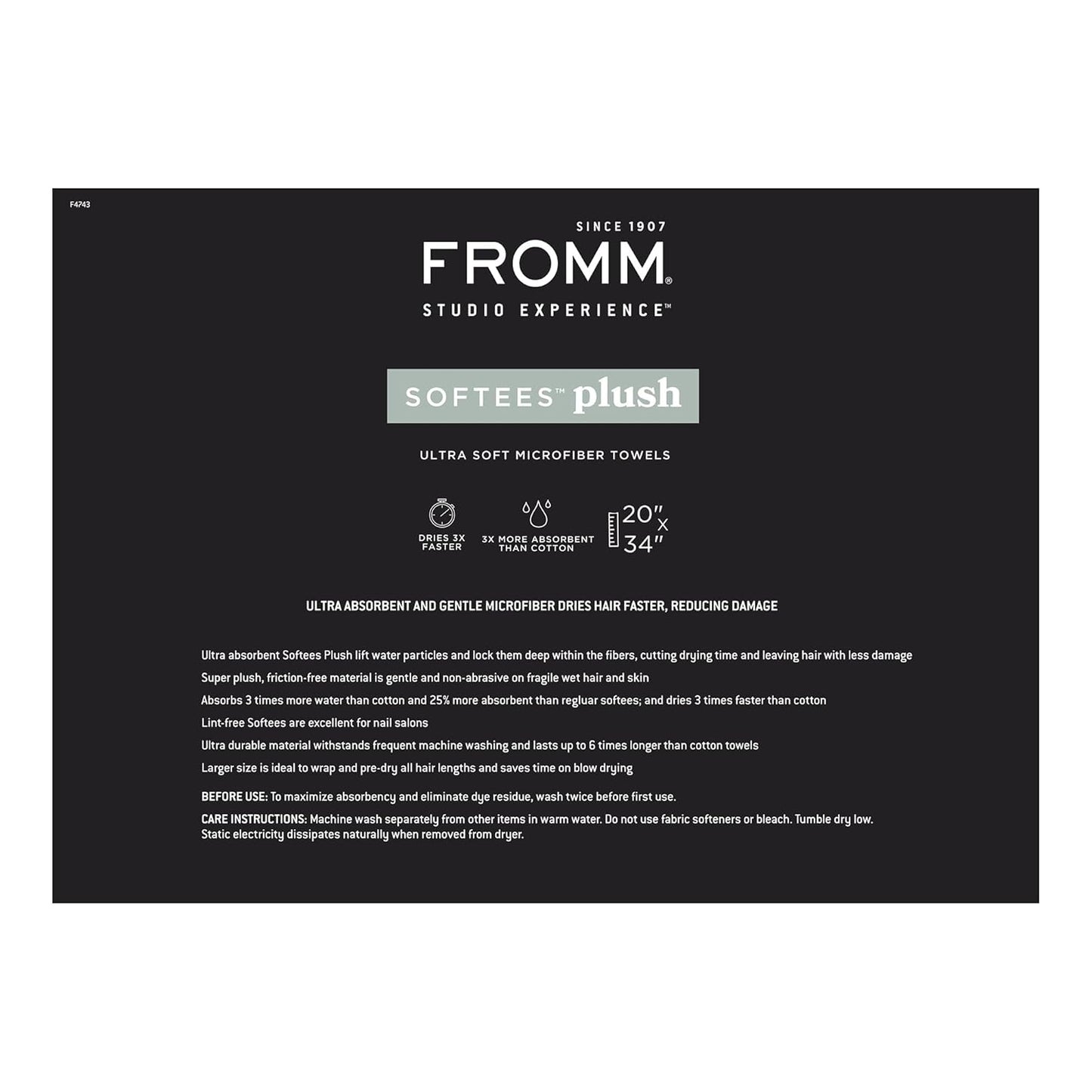 Fromm Softees Plush Microfiber Salon Hair Towels - Ultra Soft Fast Drying Towel for Hair, Hands, Face – Use at Home, Salon, Spa, Barber – 20" x 34" - Extra Durable and Absorbent - Sage Green, 6 Count