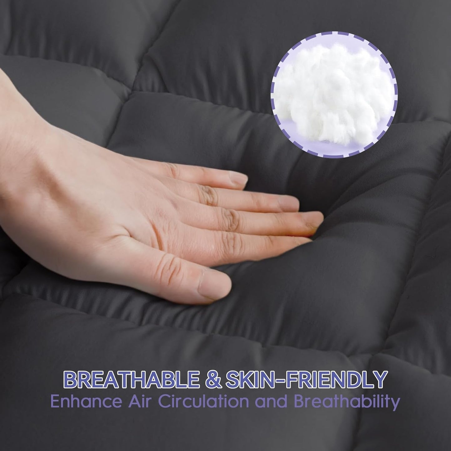 ABENE 3 Inch Dual Layer Memory Foam Mattress Topper California King, 2 Inch Memory Foam Plus 1 Inch Down Alternative Pillowtop Mattress Pad, with Bedside Pocket, Support for Back Pain (Gray)