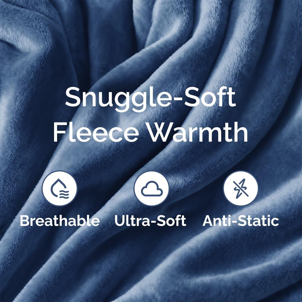 Ultra Soft Fleece Blanket Throw Size - Flannel Fleece Luxury Throw Blanket - Lightweight for Couch Bed Chair - Thick, Warm & Breathable - All Season Cozy Anti-Static Microplush Bedding, Royal Blue