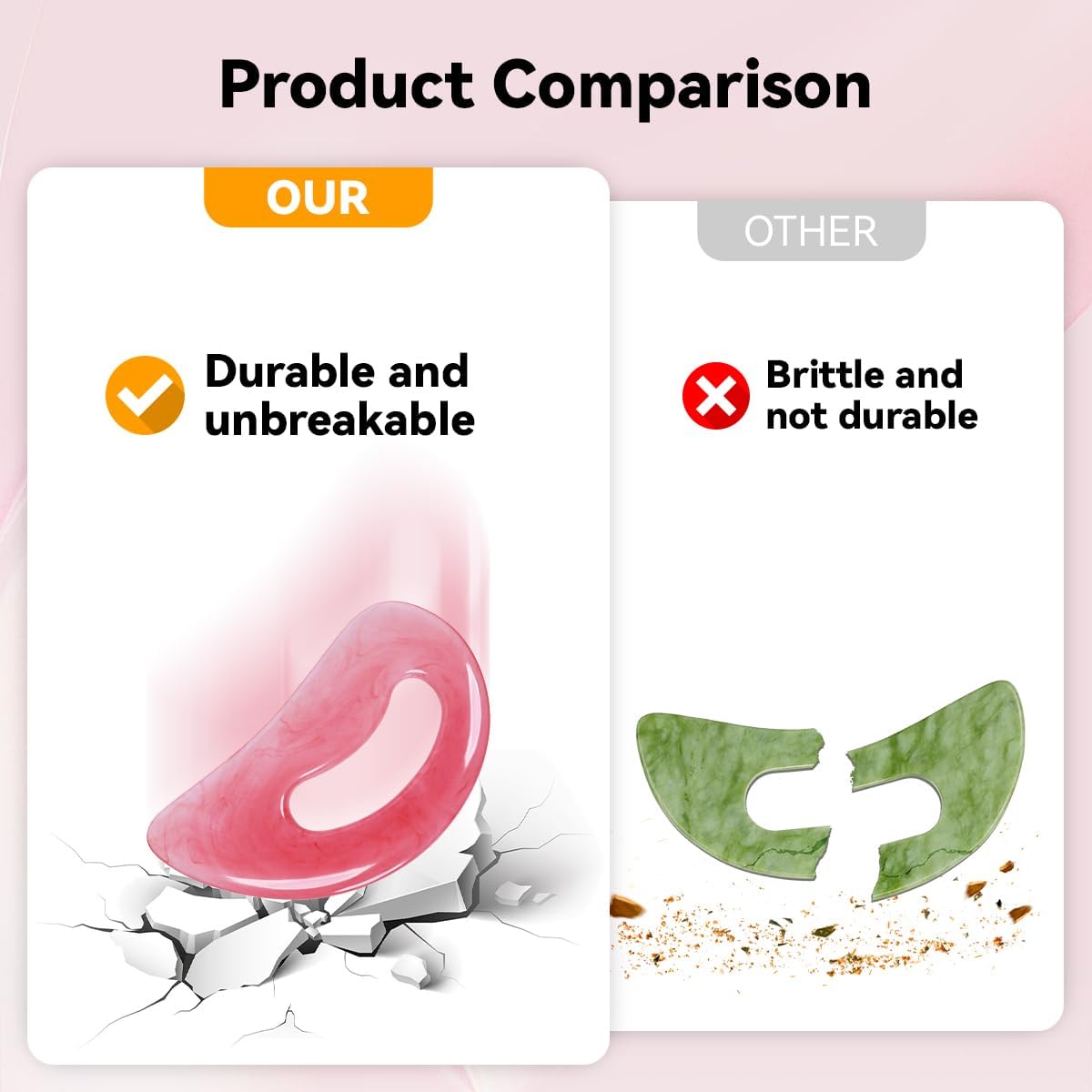Body Gua Sha Tool Cellulite Guasha Tool for Body Body Massage Tools (Natural Resin) Lymphatic Drainage Tool Guasha Tool for Face，Back, Legs, Women's Body Shaping Tools (Pink)