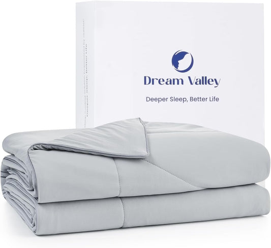 Dream Valley® Outlast® Deepsleep Cooling Comforter, Throw Size, NASA-Grade Space Technology Cooling Blanket for Hot Sleepers Night Sweats, Q-Max > 0.45 Aerocool™ Breathable Light Grey, 60"x80"