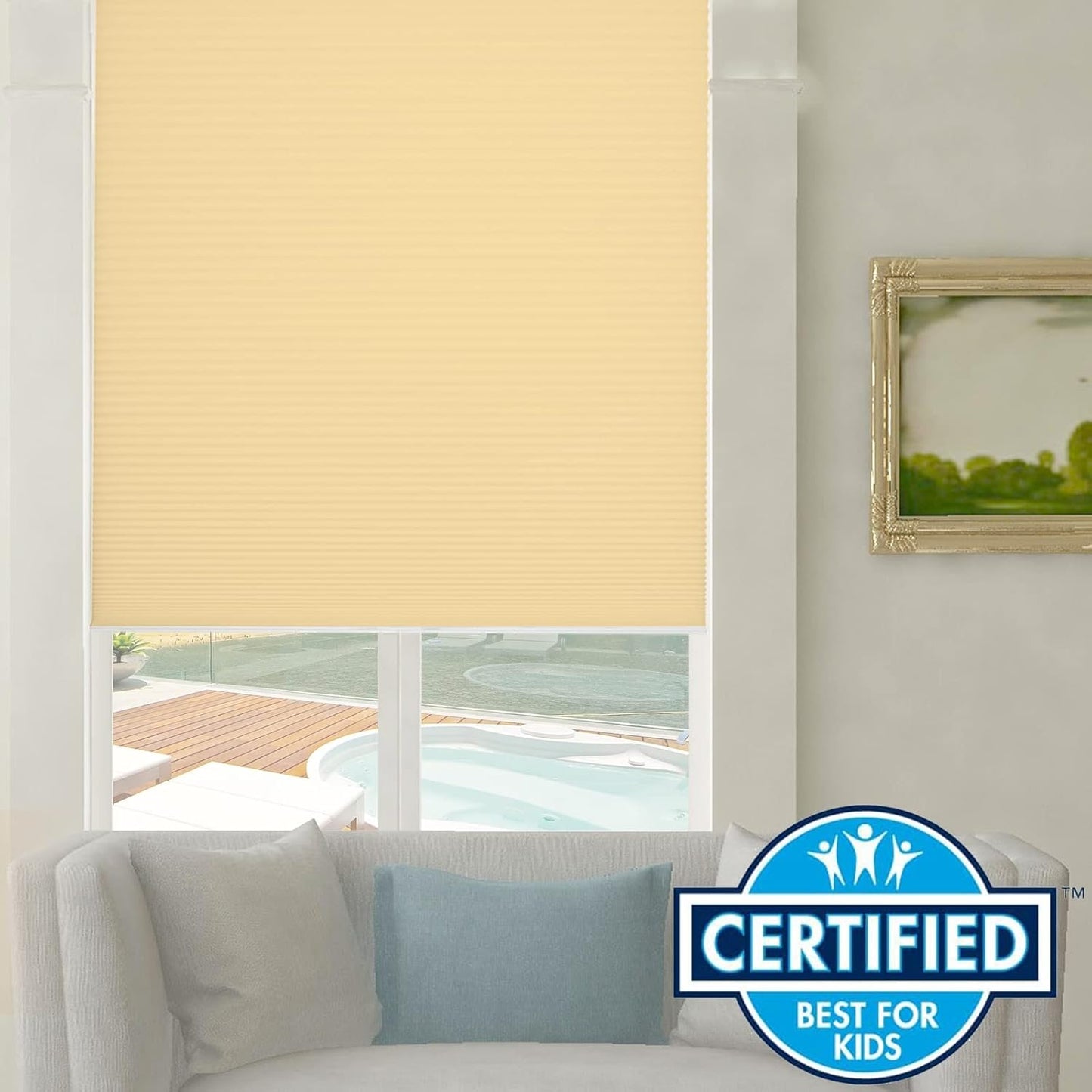 Persilux Custom Size Cordless Cellular Blinds for Windows Light Filtering Roller Shades Honeycomb Shades for Home, Bedroom and French Door Peach