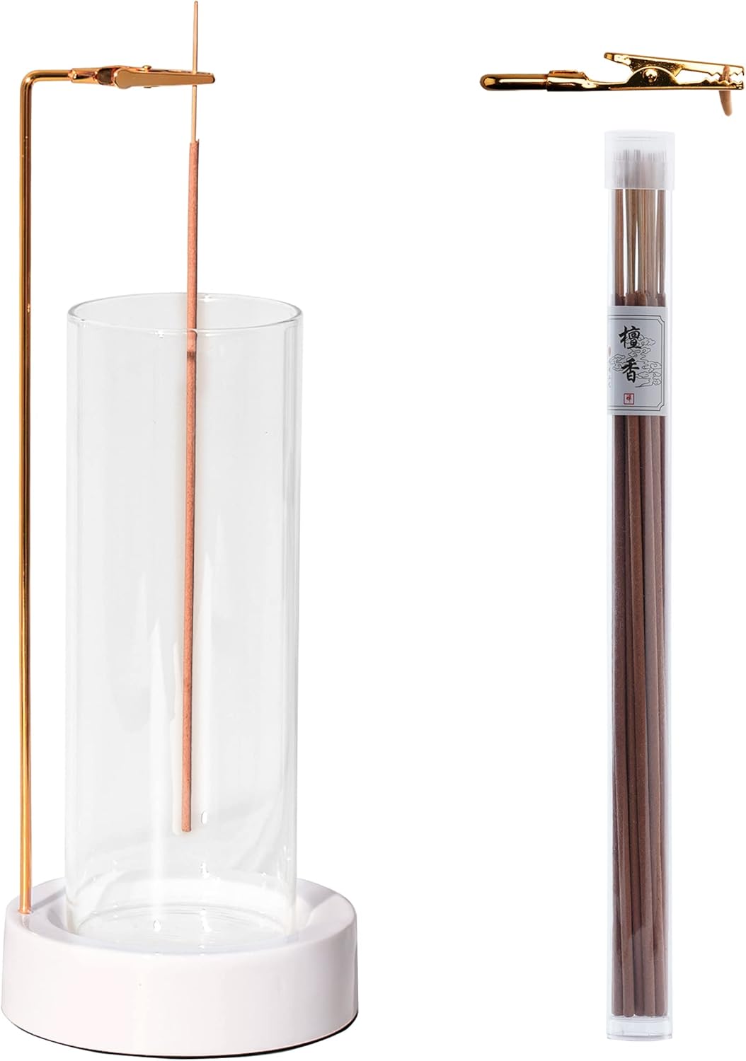 CEREMONY Incense Holder, Ceramic Incense Holder for Sticks with Glass Ash Catcher,Incense Burner for Meditation Yoga Spa Room Decor