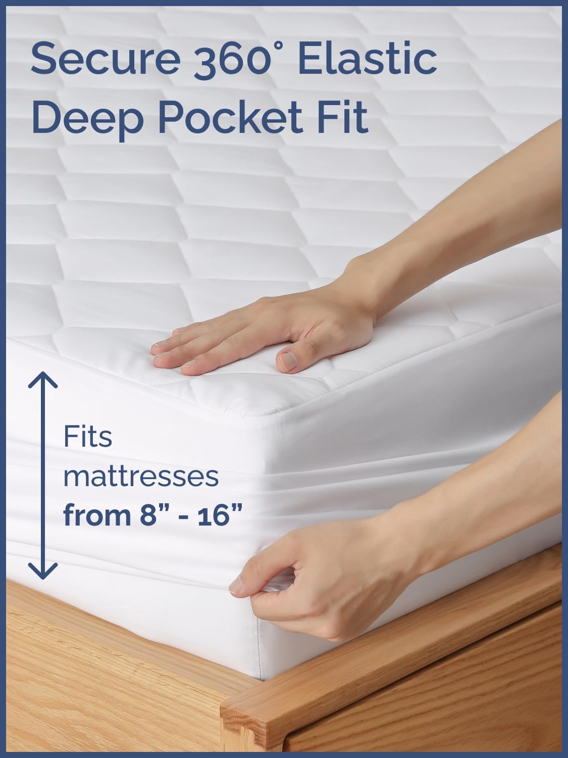 Quilted Fitted Mattress Pad Twin Size - Elastic Fitted Mattress Topper Protector & Cover - Breathable, Soft, Low Profile Top Cover with 8-16 Inch Deep Pockets - Easy-Fit and Machine Washable - White
