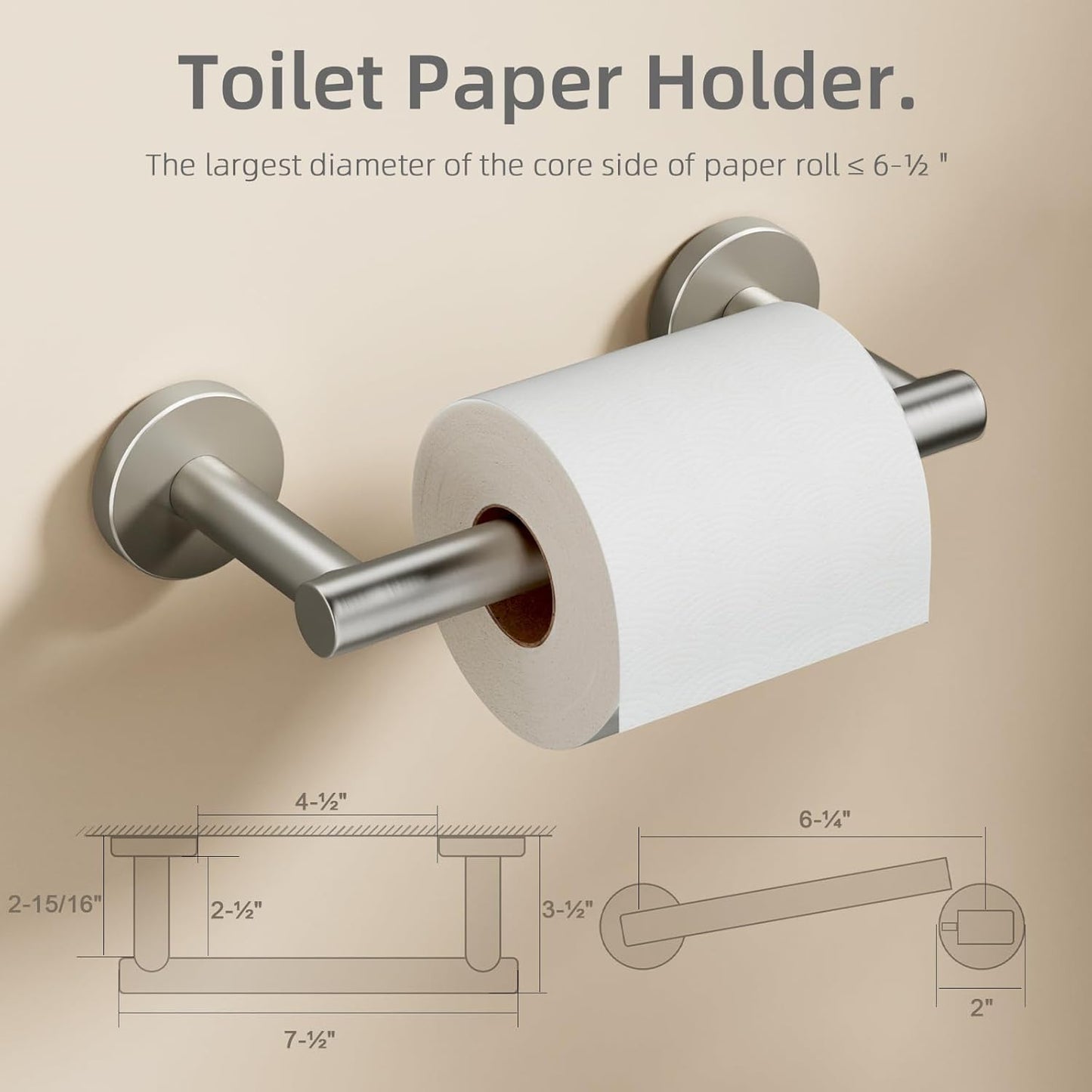 Toilet Paper Holder Wall Mount, Brushed Nickel Double Post Pivoting Toilet Paper Roll Holder for Bathroom, Commercial Toilet Tissue Dispensers, Stainless Steel