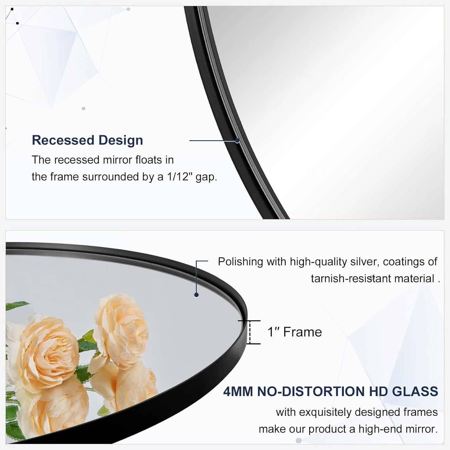 ANDY STAR Round Wall Mirror for Bathroom, 30 Inch Black Circle Mirror Modern Premium Stainless Steel Metal Frame Wall Mounted for Bathroom, Entryway, Vanity, Living Room, Bedroom