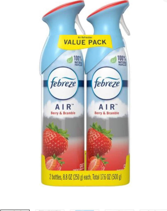 Febreze Air Odor-Eliminating Air Freshener, Berry & Bramble, 2 Ct, 8.8 Fl Oz Each (17.8 Fl oz Total)