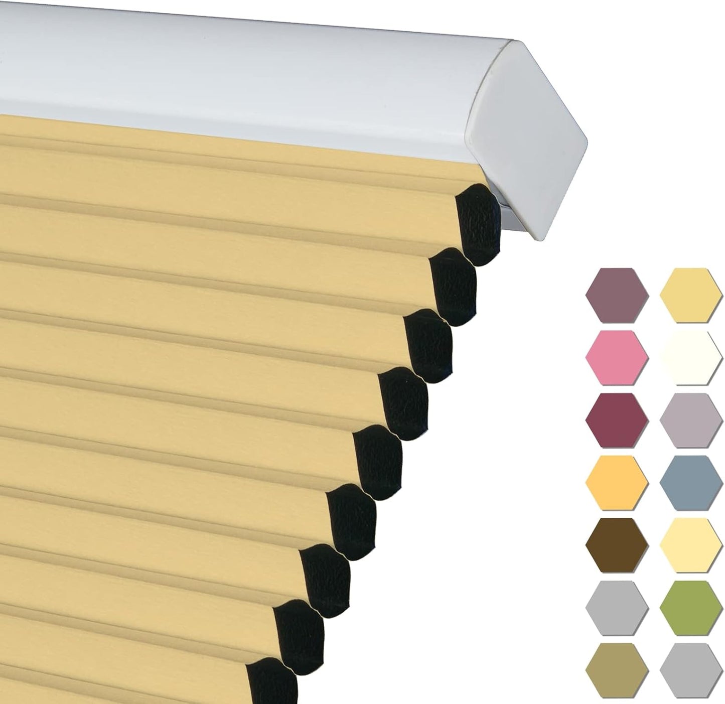 Persilux Custom Size Cellular Blinds for Windows Shades Blackout Cordless Roller Shades UV Protection Thermal Insulated Honeycomb Roller Blinds for Windows, Home and Office Beige