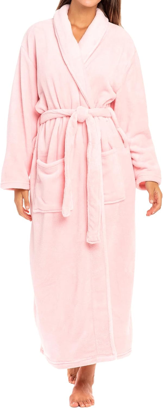 Alexander Del Rossa Plush Robe for Women, Long Fleece Winter Bath Robe, Plus Size
