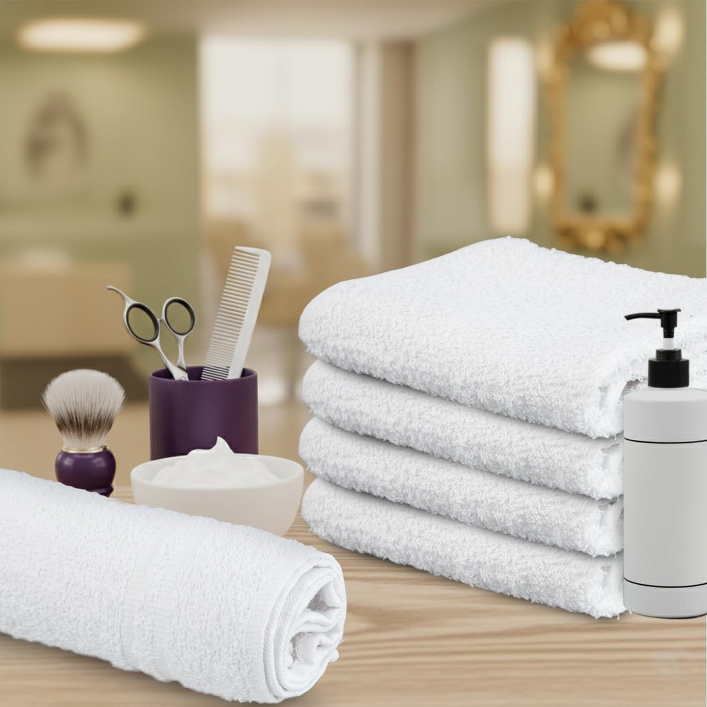100% Cotton Salon Towels Set of 50|400 GSM|Bulk Hand Towel|Cotton Salon Towel|Ideal for Spa Gym Bathroom Hotel|Absorbent||Not Bleach Proof|Quick Dry|Hand Towel 16 x 27 in|White