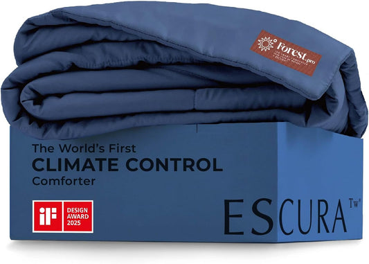 ESCURA Tw® Climate Control Comforter, Full/Queen, German Patented PCM Down Alternative All-Season Design for Hot Sleepers & Night Sweats, Bamboo Lightweight Breathable Hypoallergenic Blanket