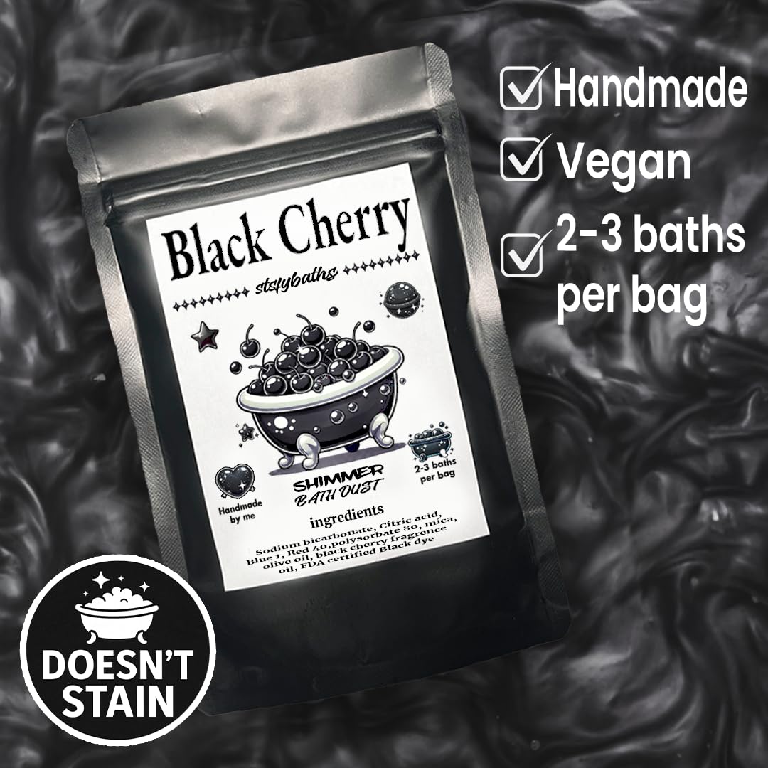 Black Cherry Shimmer Bath Bomb in A Bag - Handmade Scented Bath Bombs for Women,Kids and Men - Bulk Bathbomb Fizzies Perfect for Boys and Girls All Ages (Small, Black)
