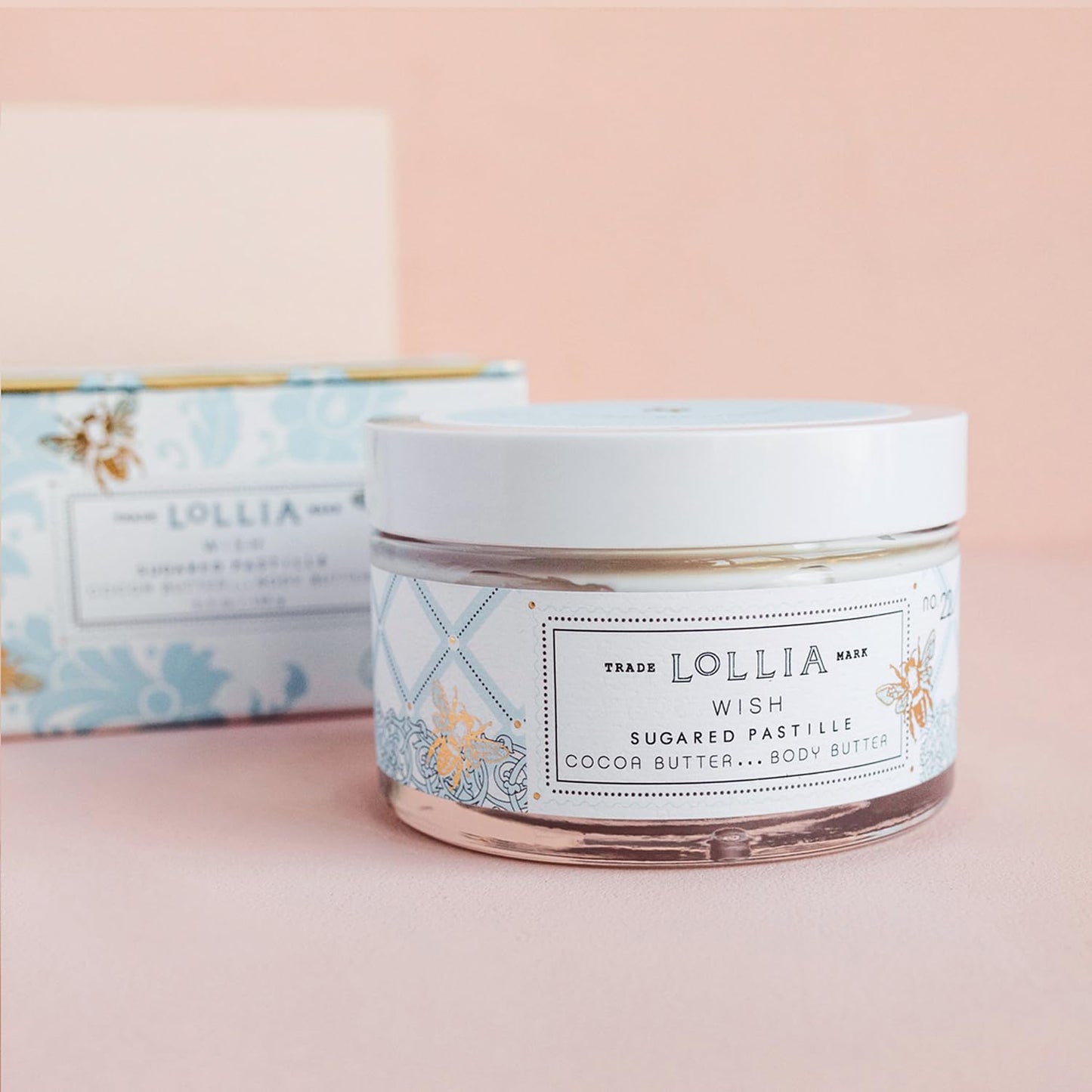 LOLLIA Wish Body Butter, 5.5 oz. - Sugared Pastille Fragrance - Shea Butter & Cocoa Butter, Body Lotion for Women, Hydrating & Smooth Body Moisturizer