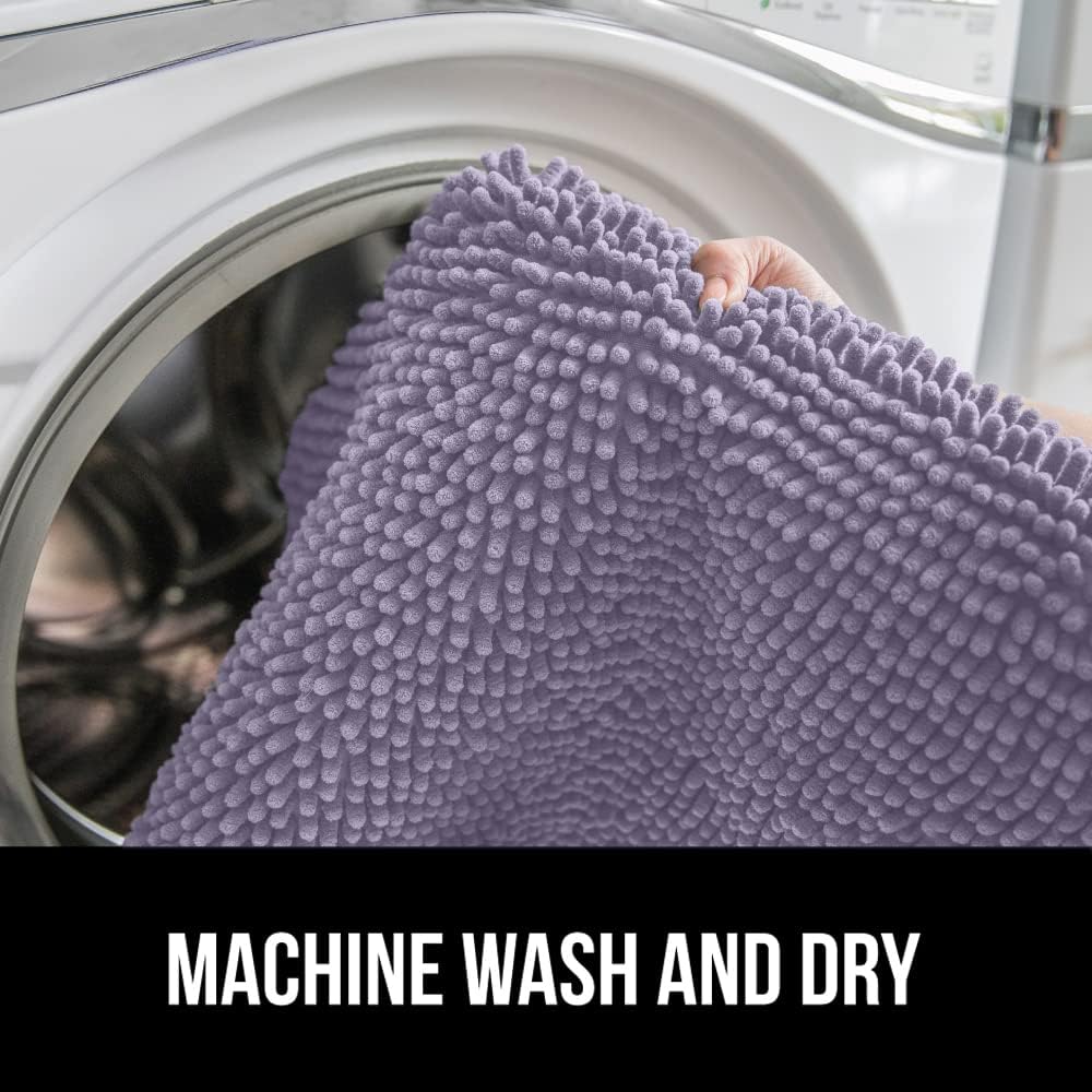 GORILLA GRIP Soft Chenille Bathroom Toilet Lid Cover, Machine Washable Seat Covers, 19.5x18.5, Stays in Place Rubber Backing, Fits Most Round, Elongated and Oblong Lids, Accessories Decor, Lt Purple