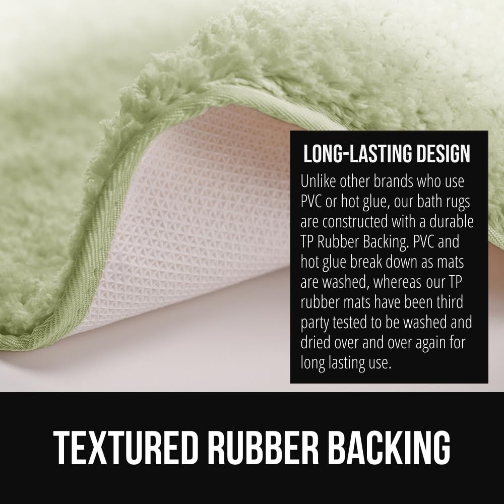 GORILLA GRIP Ultra Soft Plush Bathroom Rugs with Textured Rubber Backing, 34 x 24 Absorbent Quick Dry Bath Mat, Machine Washable Shower Mats, Home Décor Accessories Bathmat Rug Essentials, Sage