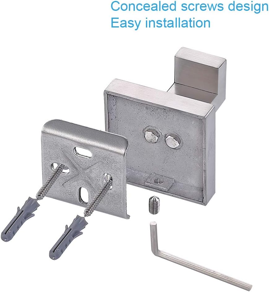 TASTOS Bath Towel Hooks Brushed Nickel, 4 Pack Stainless Steel Robe Coat and Clothes Hook, Heavy Duty Wall Hook for Bathroom & Kitchen, Modern Square Style Wall Mounted