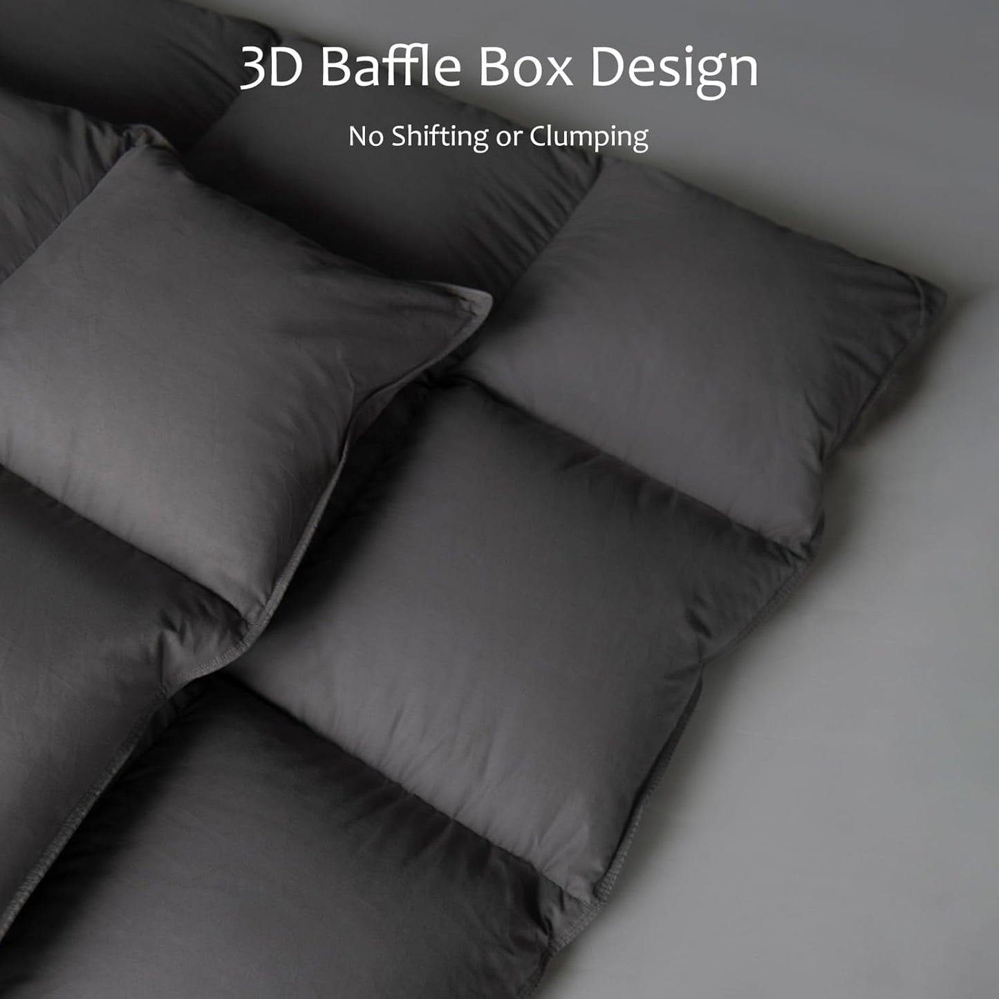 Luxury Down Fiber Comforter Twin/Twin XL Size - High Fill Power Medium Warmth for All Season Duvet Insert - Light Weight, Charcoal Grey (68" x 90")