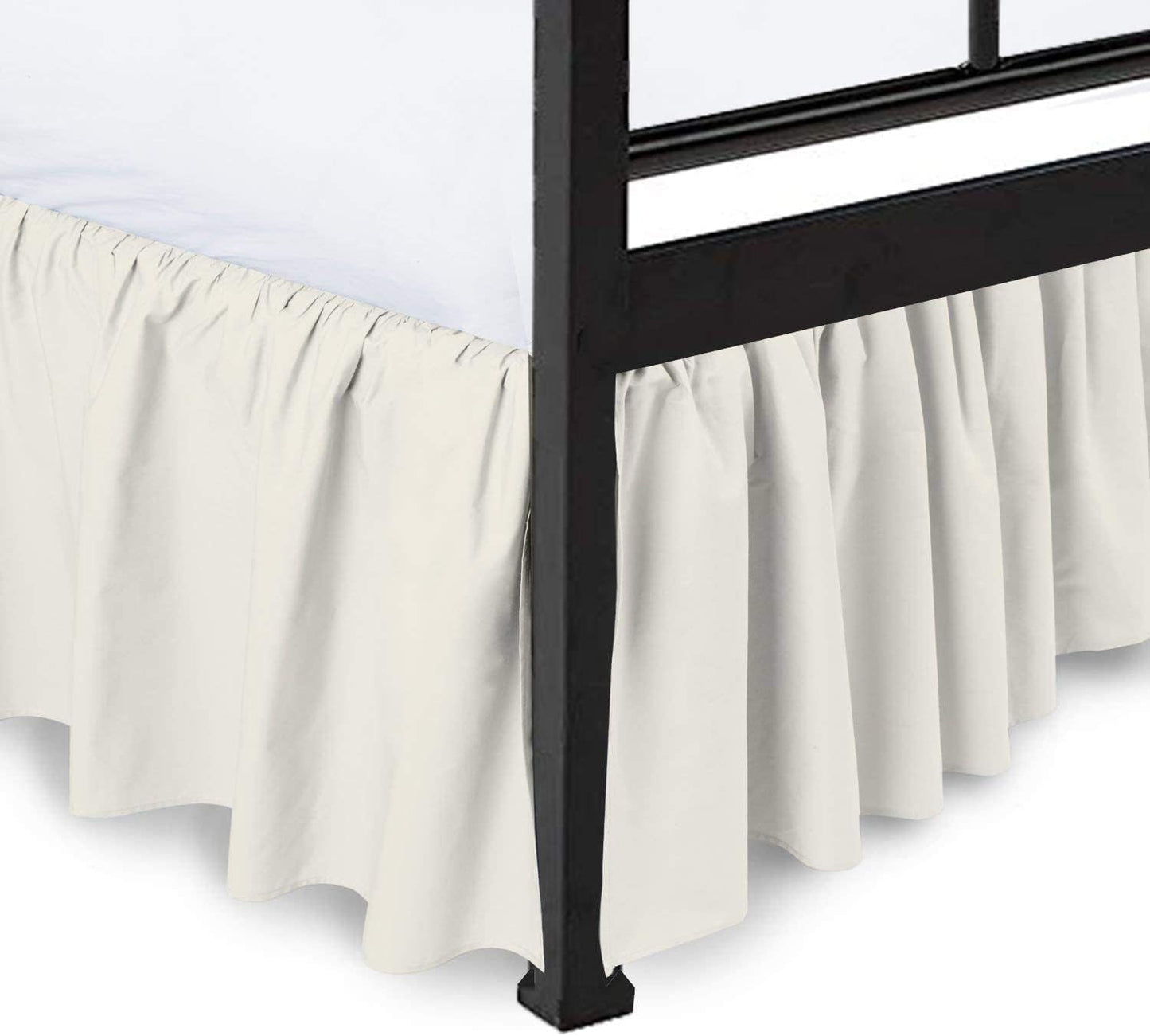 Ruffled Bed Skirt with Split Corners, Ivory, King 21 Inch Drop Bedskirt, Hotel Quality Brushed Microfiber Wrinkle Free Dust Ruffle Bed Skirt King Size