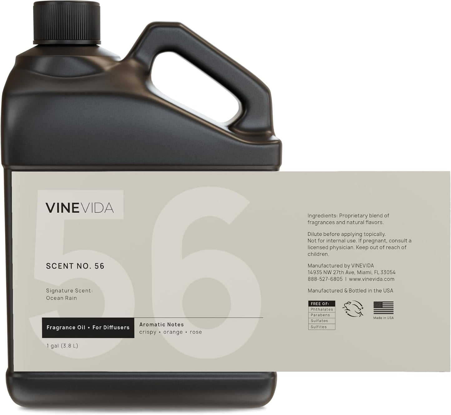 VINEVIDA [Gallon (128 Fl Oz)] Ocean Rain Fragrance Oil for Cold Air Diffusers, Essential Oils for Diffuser Oil Refill & Air Freshener Room Spray