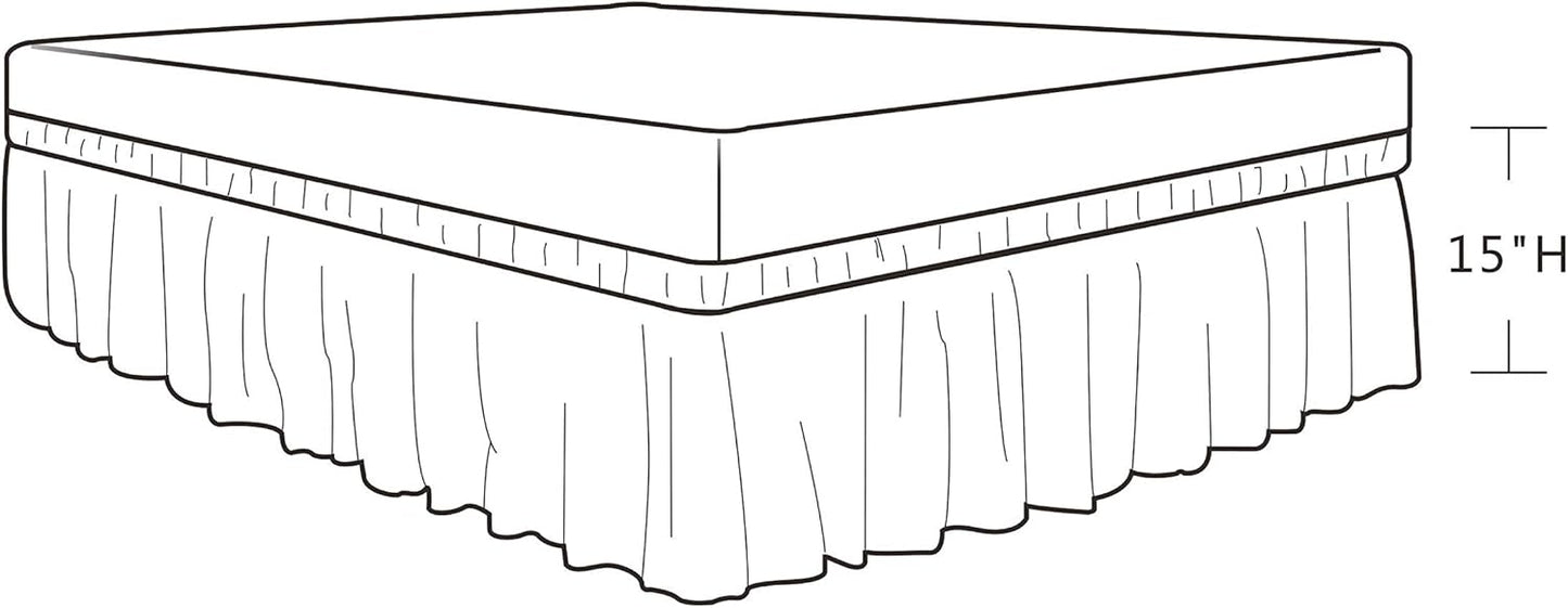 Biscaynebay Wrap Around Bed Skirts for King & Cal King Beds 15" Drop, Navy Adjustable Elastic Dust Ruffles Easy Fit Wrinkle & Fade Resistant Silky Luxurious Fabric Machine Washable