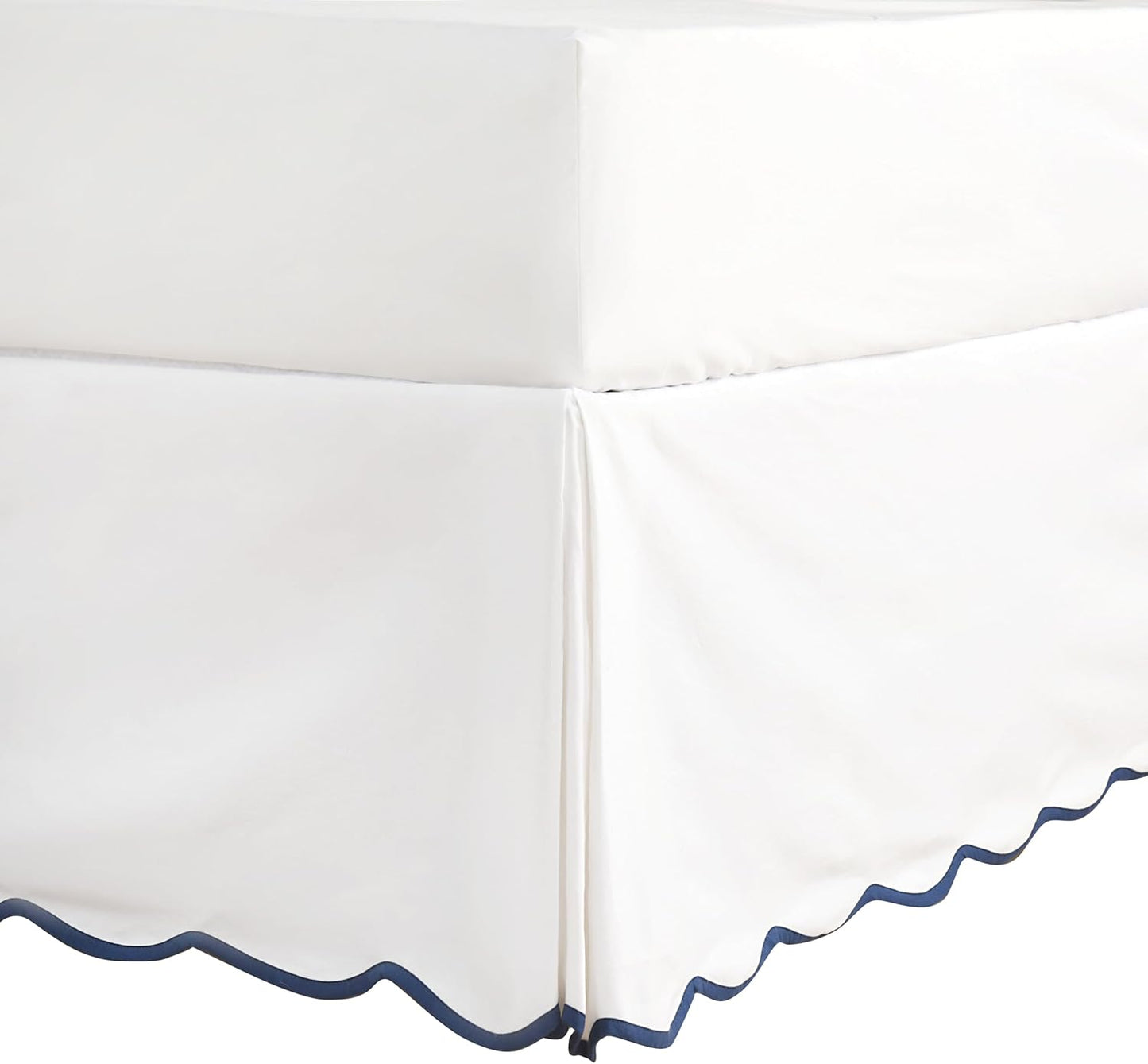 HIG Off White Chic Queen Bed Skirt - Easy Fit Scallop Edge Pleated Bedskirts, 14 Inch Drop Anti-Slip Dust Ruffle, Thick Fabric for Enhanced Privacy, Pre-Washed for Long-Lasting Use(N60022)